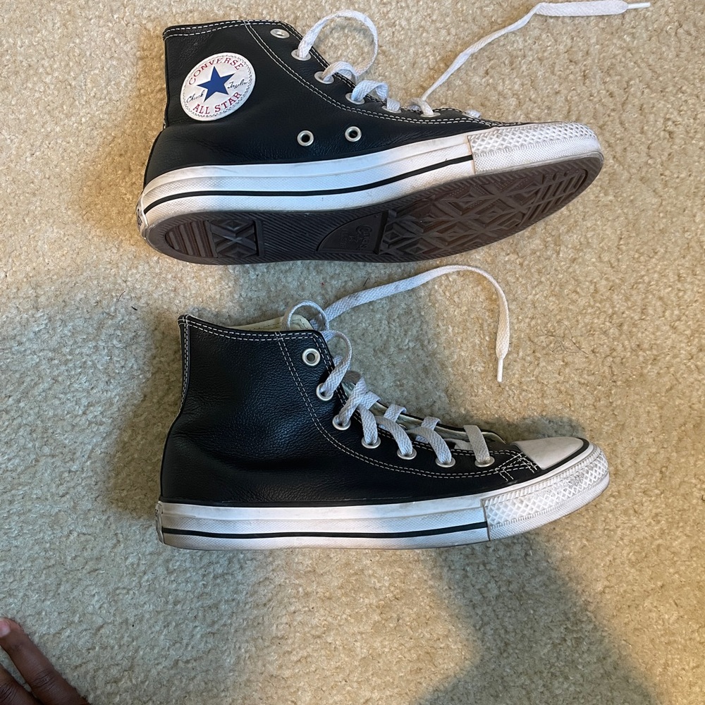 Converse Chuck Taylor All Star Black Leather High Top Sneakers
